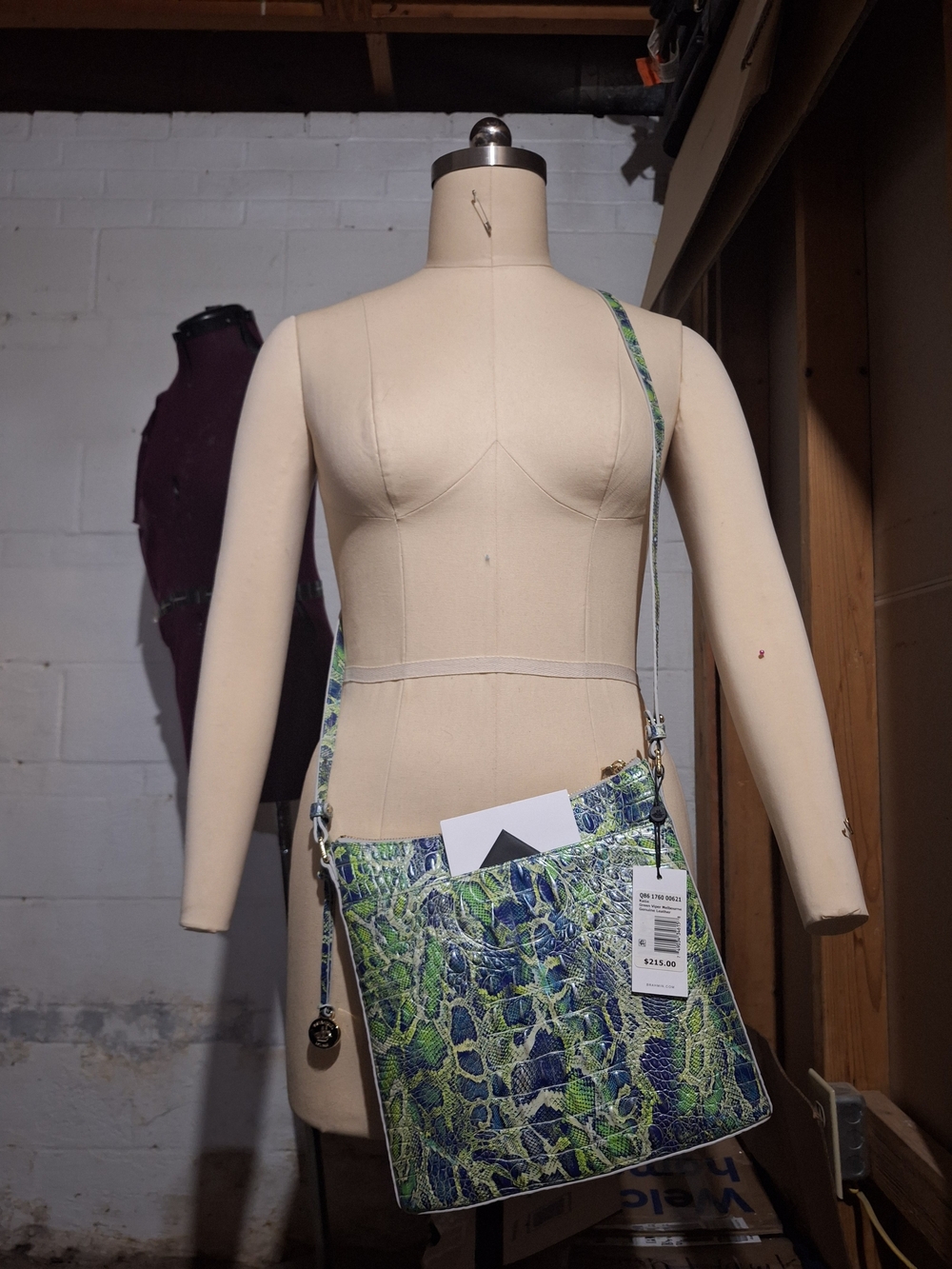 Brahmin Katie crossbody bag in the Green Viper Melbourne leather finish